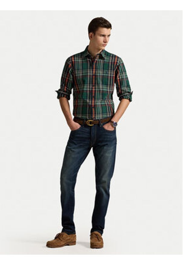 Polo Ralph Lauren Koszula 710P00524002 Zielony Custom Fit. Typ kołnierza: polo. Kolor: zielony. Materiał: bawełna