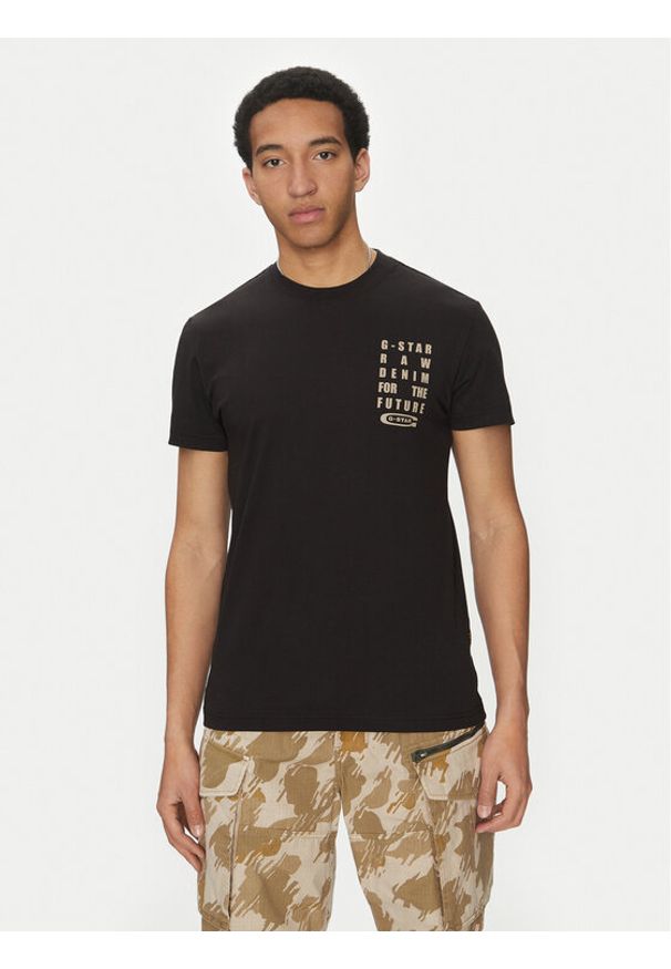 G-Star RAW - G-Star Raw T-Shirt Text Chest D25968-C506 6057 Zielony Regular Fit. Kolor: zielony. Materiał: bawełna