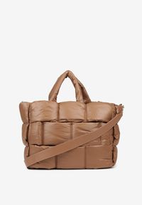 Born2be - Beżowa Pikowana Torebka Shopperka z Efektem 3D Vamirre. Kolor: beżowy. Materiał: pikowane. Styl: casual, elegancki #4