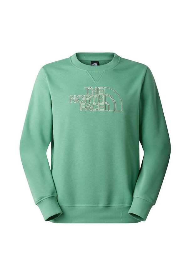 Bluza męska The North Face Drew Peak Light 0A8C1CMUA1 - zielona. Typ kołnierza: bez kaptura. Kolor: zielony. Materiał: bawełna, poliester. Długość rękawa: długi rękaw. Długość: długie. Sport: wspinaczka