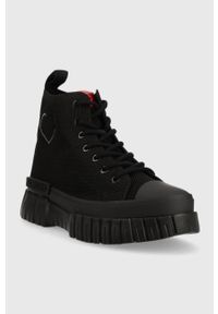 Love Moschino trampki damskie kolor czarny JA15605G1HIY100B. Nosek buta: okrągły. Zapięcie: sznurówki. Kolor: czarny. Materiał: guma. Obcas: na platformie. Styl: klasyczny #5