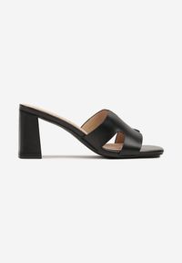 Renee - Czarne Klapki Vices na Słupkowym Obcasie z Wkładką ze Skóry Naturalnej Foleria. Kolor: czarny. Materiał: skóra. Obcas: na obcasie. Styl: elegancki. Wysokość obcasa: średni #4
