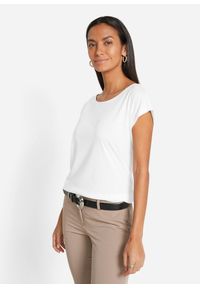 bonprix - Koszulka z domieszką jedwabiu. Kolor: biały. Materiał: jedwab #1