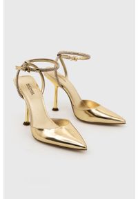MICHAEL Michael Kors szpilki skórzane Imani kolor złoty 40S3IMHP1L. Zapięcie: klamry. Kolor: złoty. Materiał: skóra. Obcas: na szpilce. Wysokość obcasa: średni #4