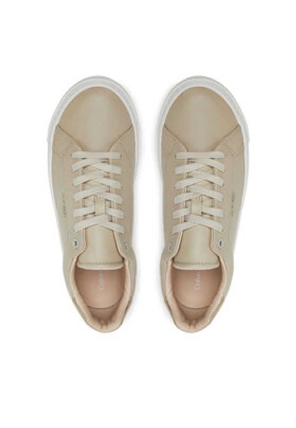 Calvin Klein Sneakersy Cupsole Lace Up W/Ml HW0HW02288 Écru. Materiał: skóra