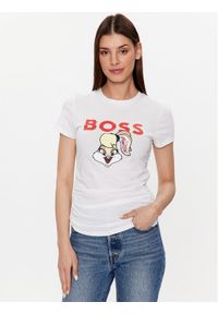 BOSS - Boss T-Shirt 50484941 Biały Slim Fit. Kolor: biały. Materiał: bawełna