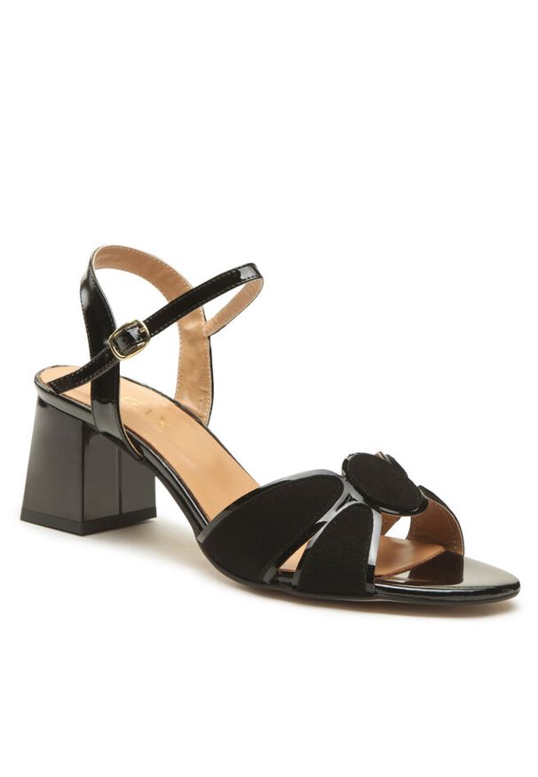 sagan - Sandały Sagan. Kolor: czarny. Materiał: welur