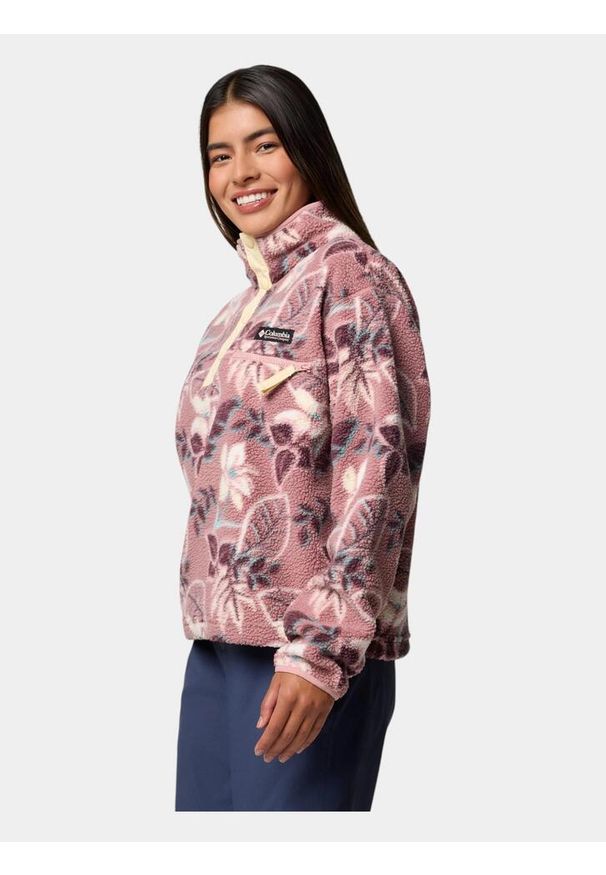 columbia - Sweter damski Columbia Helvetia II Printed Cropped Half Snap. Kolor: różowy. Materiał: polar