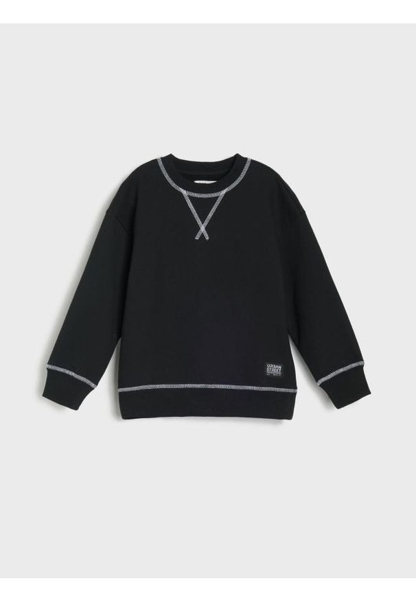 Sinsay - Bluza crewneck - czarny. Kolor: czarny