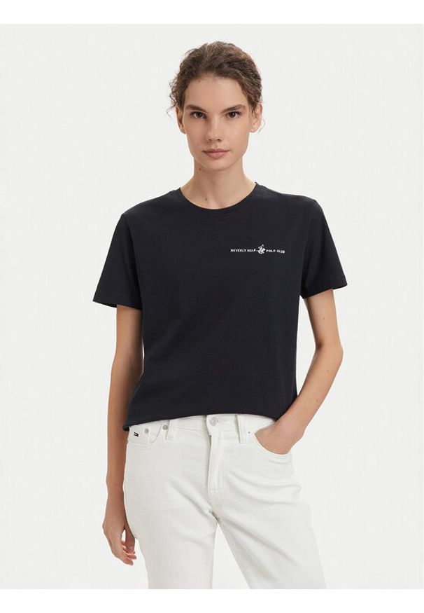 Beverly Hills Polo Club T-Shirt P-SS26W-TS085 Granatowy Regular Fit. Typ kołnierza: polo. Kolor: niebieski. Materiał: bawełna