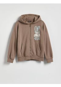 Reserved - Bluza z kapturem - brązowy. Typ kołnierza: kaptur. Kolor: brązowy. Materiał: dzianina, bawełna #1