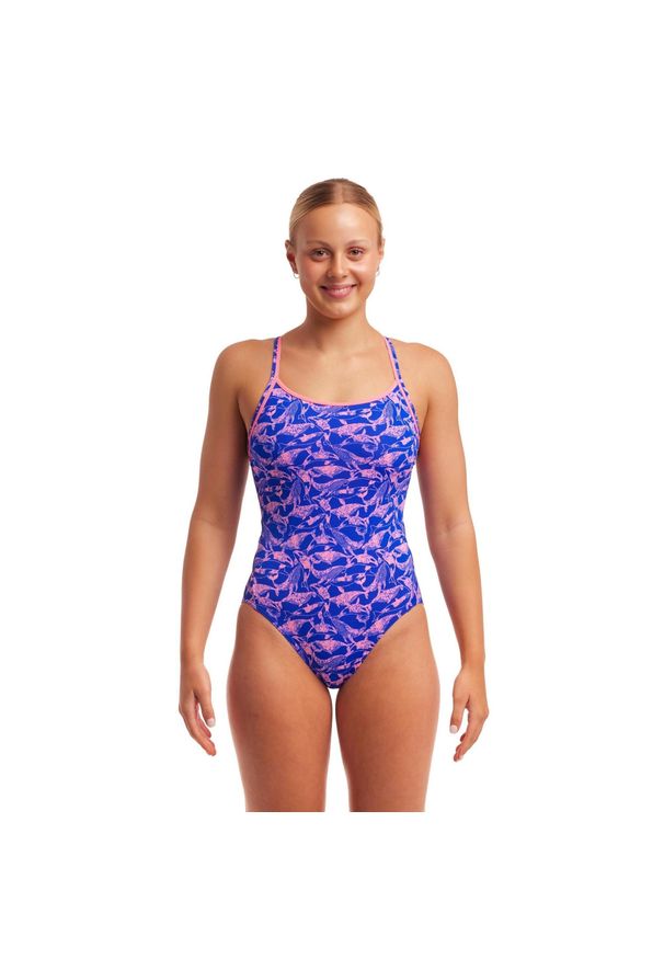 FUNKITA - Strój pływacki jednoczęściowy damski Funkita Diamond Back One Piece. Kolor: różowy, niebieski, wielokolorowy