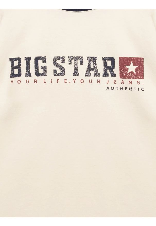 Big-Star - Koszulka męska z linii Authentic z logo BIG STAR perłowa Summet 103. Kolor: kremowy. Materiał: bawełna
