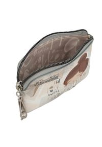 Portfel damski Anekke, z ozdobnym nadrukiem i metalowym logo zapinany na zamek błyskawiczny idealny na monety karty i drobne dokumenty kompaktowy for. Kolor: szary. Wzór: nadruk #4