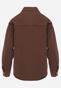 Born2be - Brązowa Bawełniana Kurtka Jeansowa o Koszulowym Kroju na Napy Yrelola. Okazja: na co dzień, do pracy. Kolor: brązowy. Materiał: jeans, bawełna. Długość: długie. Styl: casual, klasyczny #5