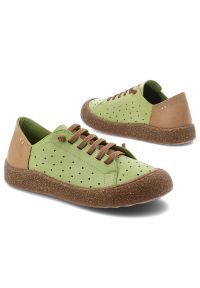 Półbuty damskie Ravini, ze skóry naturalnej licowej ażurowa cholewka sznurowanie wygodna podeszwa casual, zielone, 1301-1. Okazja: na co dzień. Zapięcie: sznurówki. Kolor: zielony. Materiał: skóra. Szerokość cholewki: normalna. Wzór: ażurowy. Styl: casual #4