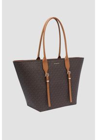 Michael Kors - MICHAEL KORS Brązowa shopperka skórzana w monogram. Kolor: brązowy. Materiał: skórzane. Styl: klasyczny, casual, elegancki #2