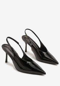 Renee - Czarne Czółenka Sandały Slingback Vices na Obcasie Typu Szpilka Tilionea. Okazja: na ślub cywilny, na wesele. Kolor: czarny. Materiał: jeans. Obcas: na obcasie. Styl: elegancki. Wysokość obcasa: średni #2