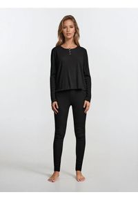 Sinsay - Prążkowana piżama dwuczęściowa - czarny. Kolor: czarny. Materiał: prążkowany #1