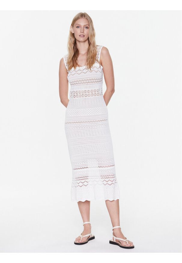 TwinSet - TWINSET Sukienka codzienna 231TP3166 Biały Regular Fit. Okazja: na co dzień. Kolor: biały. Materiał: syntetyk. Typ sukienki: proste. Styl: casual