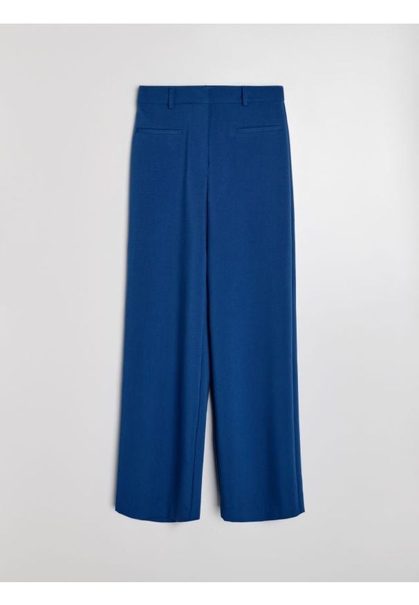 Sinsay - Spodnie wide leg z domieszką wiskozy - niebieski. Kolor: niebieski. Materiał: wiskoza