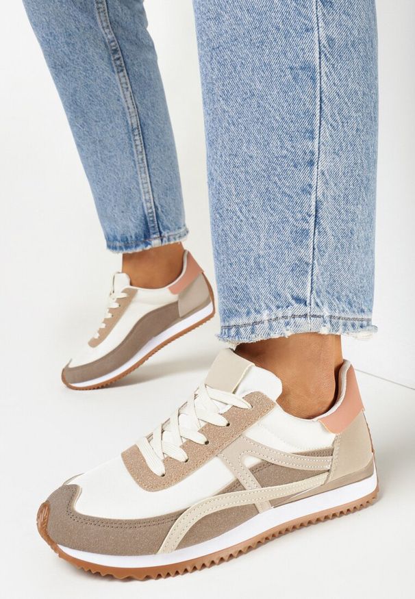 Born2be - Ciemnobeżowe Sneakersy przed Kostkę z Przeszyciami Cidju. Okazja: na co dzień. Wysokość cholewki: przed kostkę. Kolor: beżowy