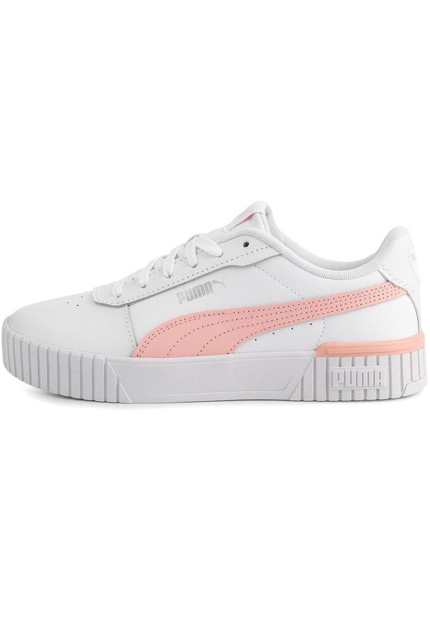 APURNA - Damskie buty sportowe sneakersy białe PUMA CARINA. Kolor: biały, wielokolorowy, różowy