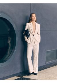 Reserved - Spodnie flare z kantem - złamana biel. Materiał: tkanina, wiskoza #1