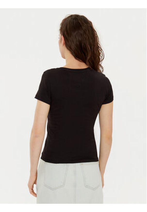 Tommy Jeans T-Shirt DW0DW20458 Czarny Slim Fit. Kolor: czarny. Materiał: bawełna