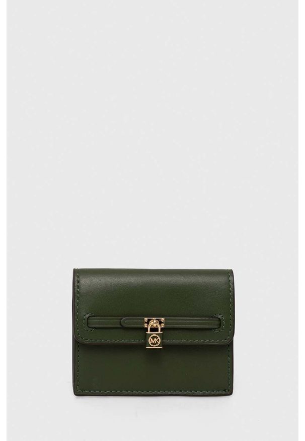 MICHAEL Michael Kors portfel skórzany damski kolor zielony. Kolor: zielony. Materiał: skóra