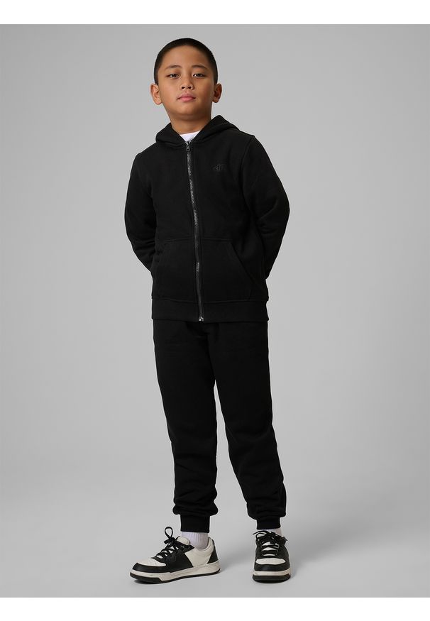 4f - 4F Spodnie dresowe joggery chłopięce - czarne 158 (12-13 lat). Okazja: na co dzień. Kolor: czarny. Materiał: dresówka. Sezon: lato. Styl: casual, sportowy