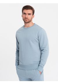 Ombre Clothing - Komplet dresowy męski bluza + spodnie – błękitny V7 Z78 - XXL. Okazja: na co dzień. Kolor: niebieski. Materiał: dresówka. Wzór: jednolity, aplikacja. Styl: klasyczny, casual #8