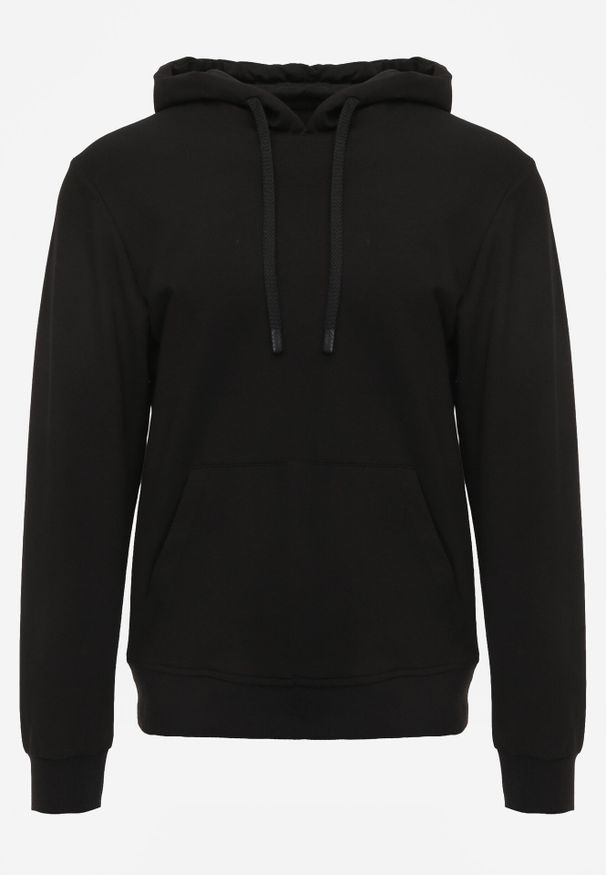 Born2be - Czarna Bluza z Kapturem i Kieszenią Typu Kangur Aqialei. Okazja: na co dzień. Typ kołnierza: kaptur. Kolor: czarny. Materiał: jeans, dresówka. Wzór: gładki. Styl: casual