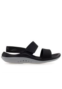 Klapki Crocs Literide 360 Sandal 206711-02G - czarne. Kolor: czarny. Materiał: dzianina, materiał, guma, syntetyk. Wzór: paski. Sezon: lato. Styl: klasyczny