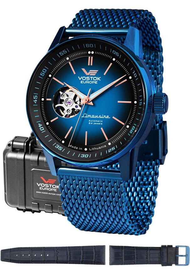 Zegarek Vostok Europe Zegarek męski Vostok Europe NH38A-560D681-SET niebieski. Kolor: niebieski