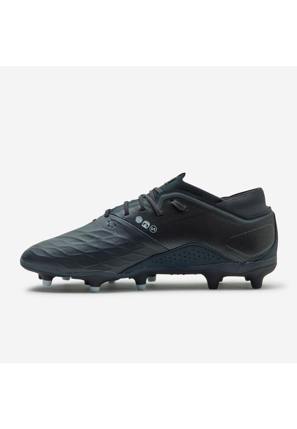 KIPSTA - Buty do piłki nożnej Kipsta Viralto IV skóra Premium FG PRO Evolution. Nosek buta: okrągły. Kolor: szary, niebieski, wielokolorowy. Materiał: skóra. Szerokość cholewki: normalna