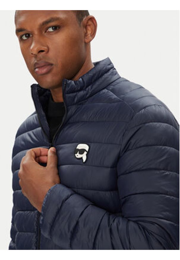Karl Lagerfeld - KARL LAGERFELD Kurtka przejściowa 505710 553590 Granatowy Regular Fit. Typ kołnierza: dekolt w karo. Kolor: niebieski. Materiał: syntetyk