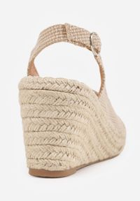 Born2be - Beżowe Sandały na Plecionym Koturnie Aisosa. Okazja: na co dzień, na wesele, na ślub cywilny. Zapięcie: sprzączka. Kolor: beżowy. Sezon: lato. Obcas: na koturnie. Styl: boho, elegancki, casual #4