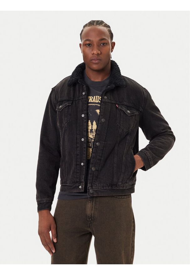 Levi's® Kurtka jeansowa Type III Sherpa 16365-0291 Czarny Regular Fit. Kolor: czarny. Materiał: bawełna