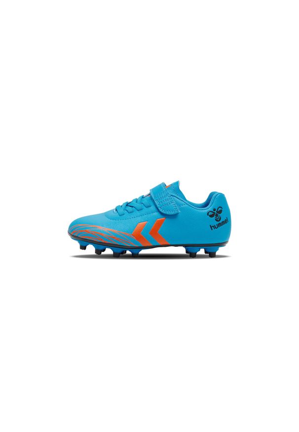 Dziecięce buty piłkarskie Hummel Top Star FG. Kolor: pomarańczowy, niebieski, wielokolorowy, żółty. Materiał: syntetyk, skóra. Szerokość cholewki: normalna. Sport: piłka nożna