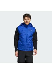 Adidas - Bezrękawnik Terrex Multi Climawarm Insulated Hooded. Kolor: niebieski. Materiał: puch. Długość rękawa: bez rękawów. Technologia: ClimaWarm (Adidas)