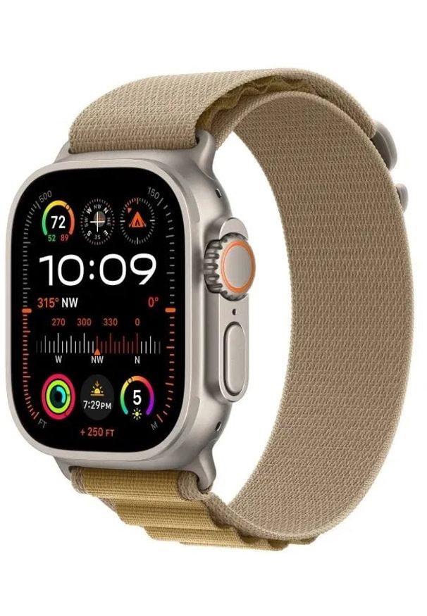 APPLE - Apple Watch Ultra 2 GPS + Cellular 49mm Natural Titanium Case with Tan Alpine Loop - Small