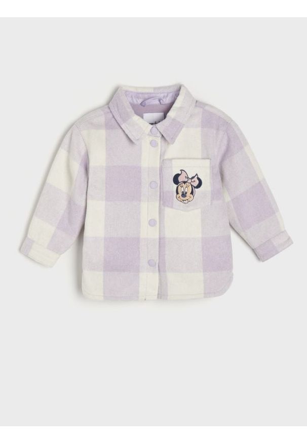 Sinsay - Kurtka koszulowa Myszka Minnie - kremowy. Kolor: kremowy. Długość: długie. Wzór: motyw z bajki