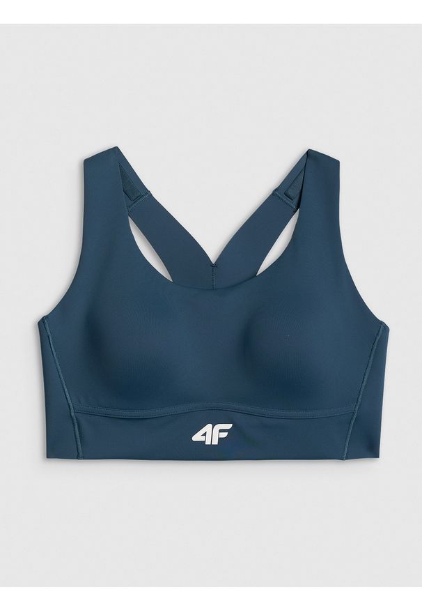 4f - 4F Biustonosz treningowy z wysokim wsparciem damski - turkusowy XS. Kolor: turkusowy. Materiał: skóra, guma. Rodzaj stanika: różne sposoby noszenia, wyściełane miseczki. Wzór: gładki. Sport: fitness