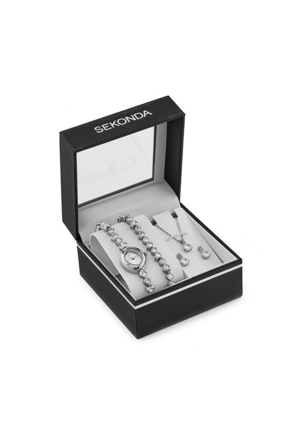 Sekonda Zestaw zegarek, łańcuszek i kolczyki 49034 Srebrny. Kolor: srebrny