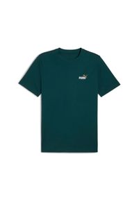 Koszulka z małym logo Puma N° 1 Essentials. Kolor: zielony. Materiał: bawełna. Wzór: haft. Sport: fitness