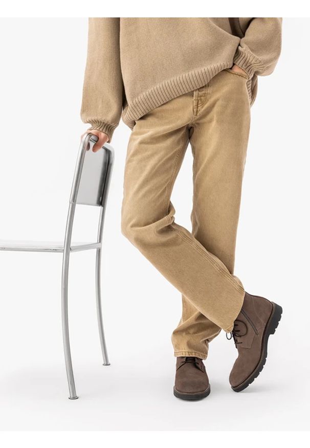 Ryłko - Szare trzewiki ze skóry welurowej. Kolor: szary. Materiał: skóra, welur. Obcas: na obcasie. Styl: elegancki, klasyczny, street