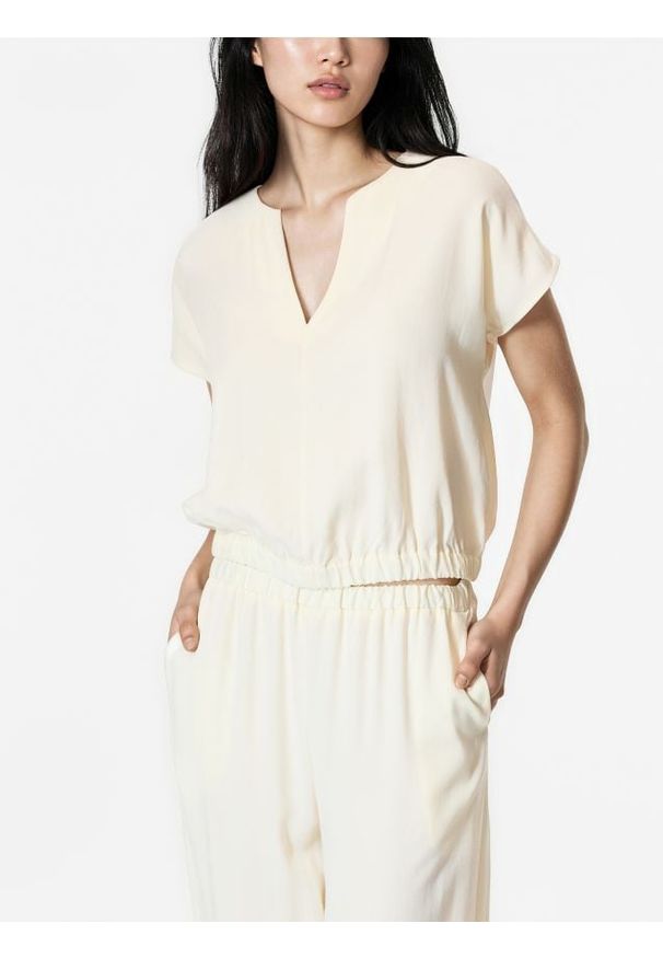 Reserved - Bluzka z lyocellu - złamana biel