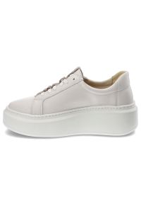 Białe Sneakersy Wasak Stylowe Buty Damskie Na Platformie. Zapięcie: sznurówki. Kolor: biały. Materiał: skóra. Wzór: grochy. Obcas: na platformie #3