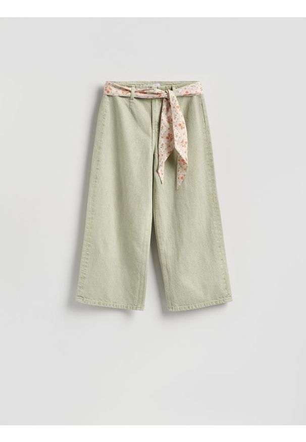 Reserved - Jeansy culotte z chustką - zielony. Kolor: zielony
